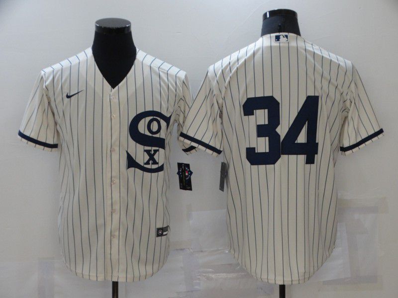 Men Chicago White Sox 34 No Name Cream stripe Dream version Game Nike 2021 MLB Jersey